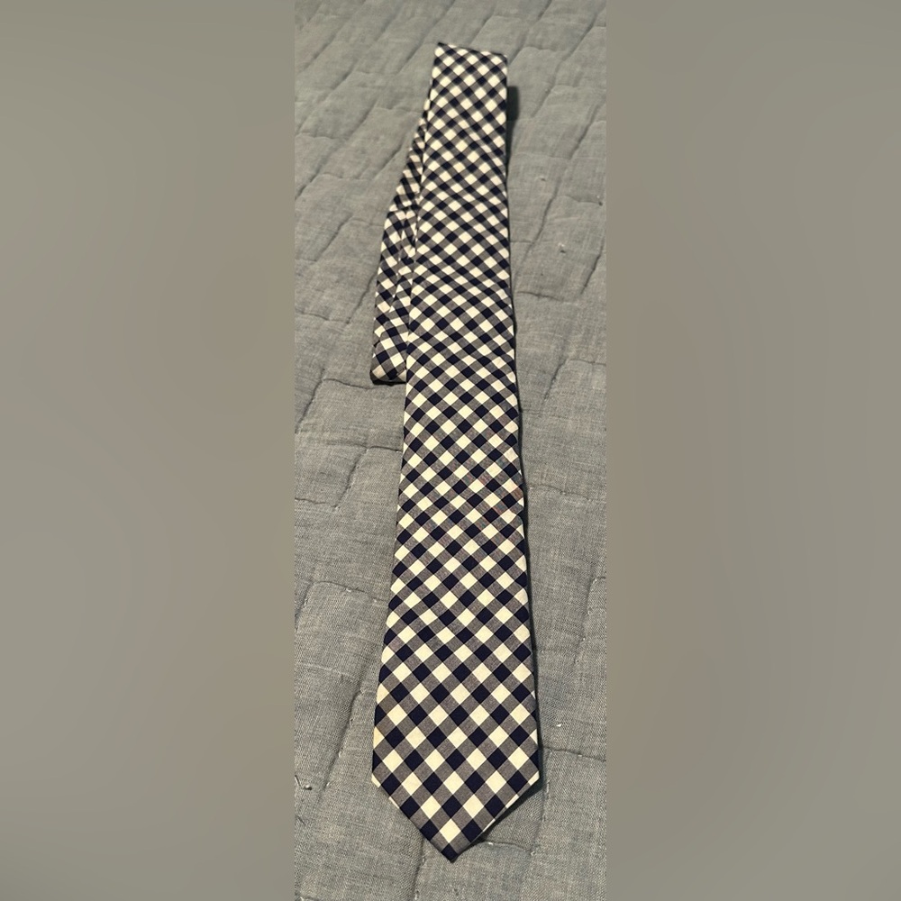 J. Crew Classic Checkered Tie in Navy and White
